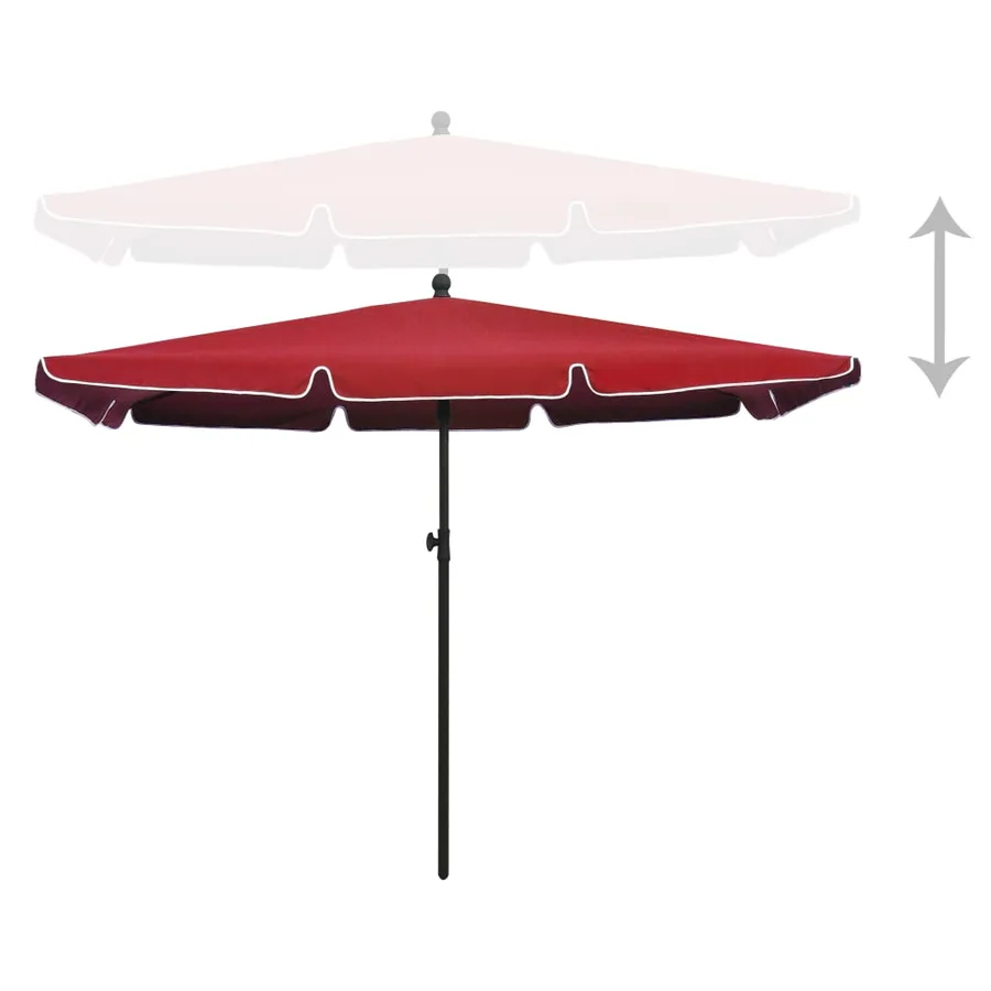 Parasol de jardin avec mât 210x140 cm Rouge bordeaux - 3