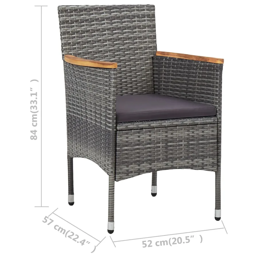 Ensemble à manger de jardin 11 pcs résine tressée gris - 8