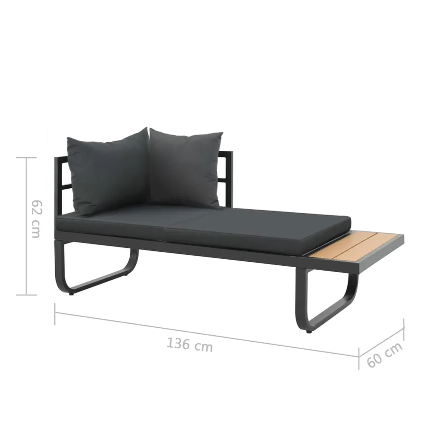 Canapé d'angle de jardin à 2 places avec coussins Aluminium WPC - 10