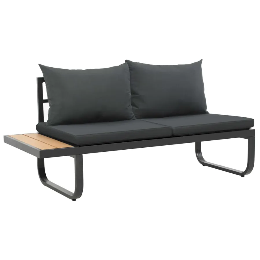 Canapé d'angle de jardin à 2 places avec coussins Aluminium WPC - 6