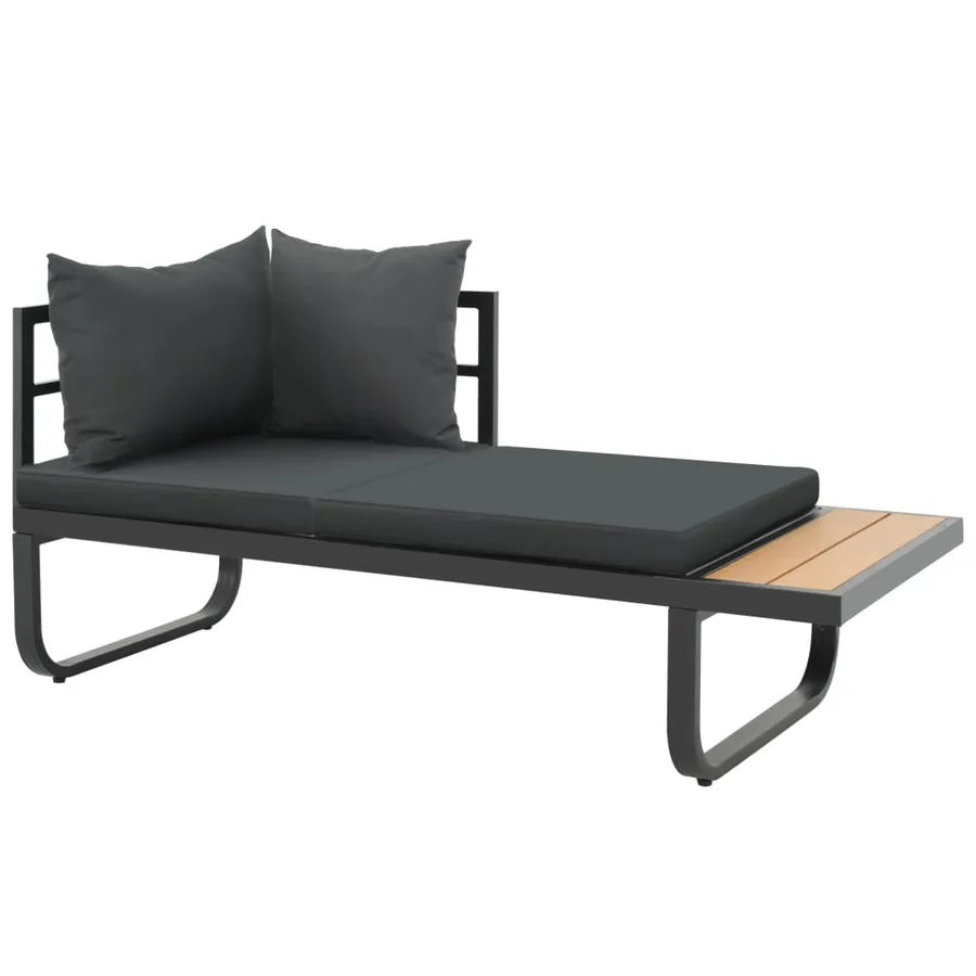 Canapé d'angle de jardin à 2 places avec coussins Aluminium WPC - 7