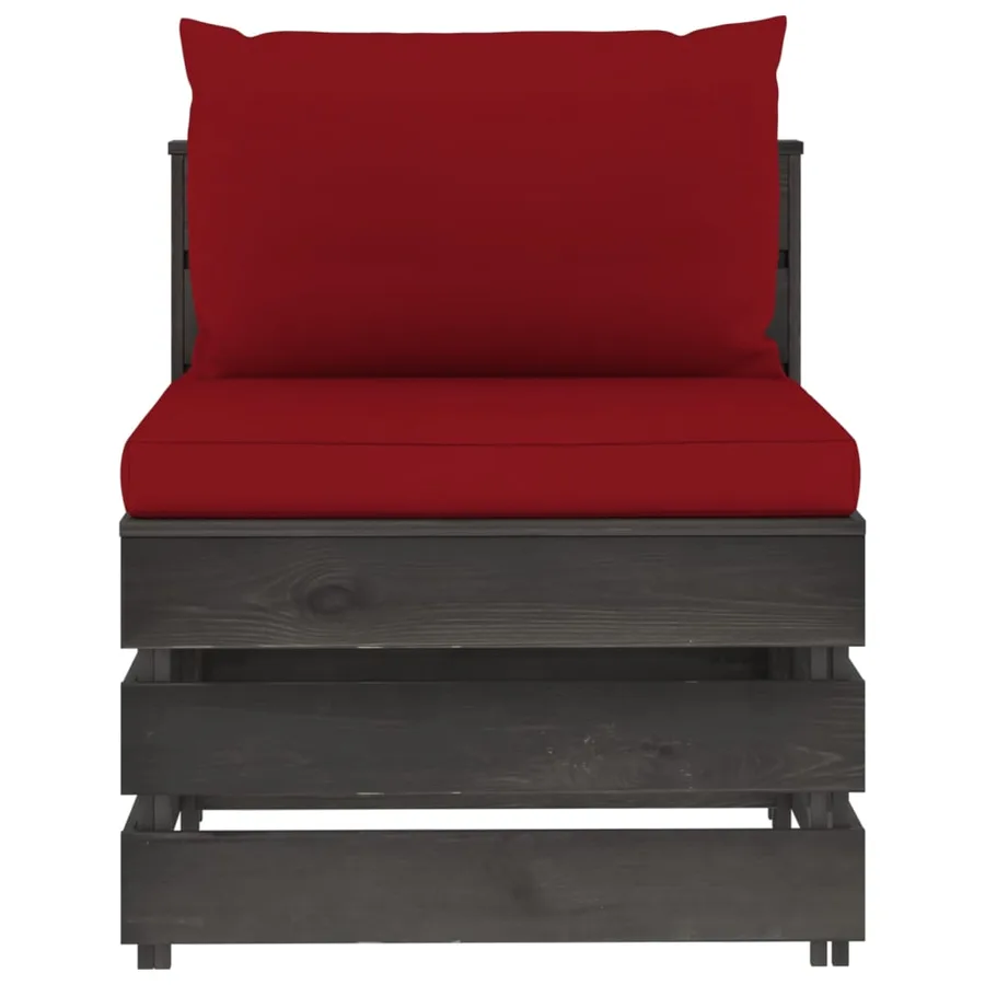Canapé central sectionnel avec coussins Bois imprégné de gris - 3