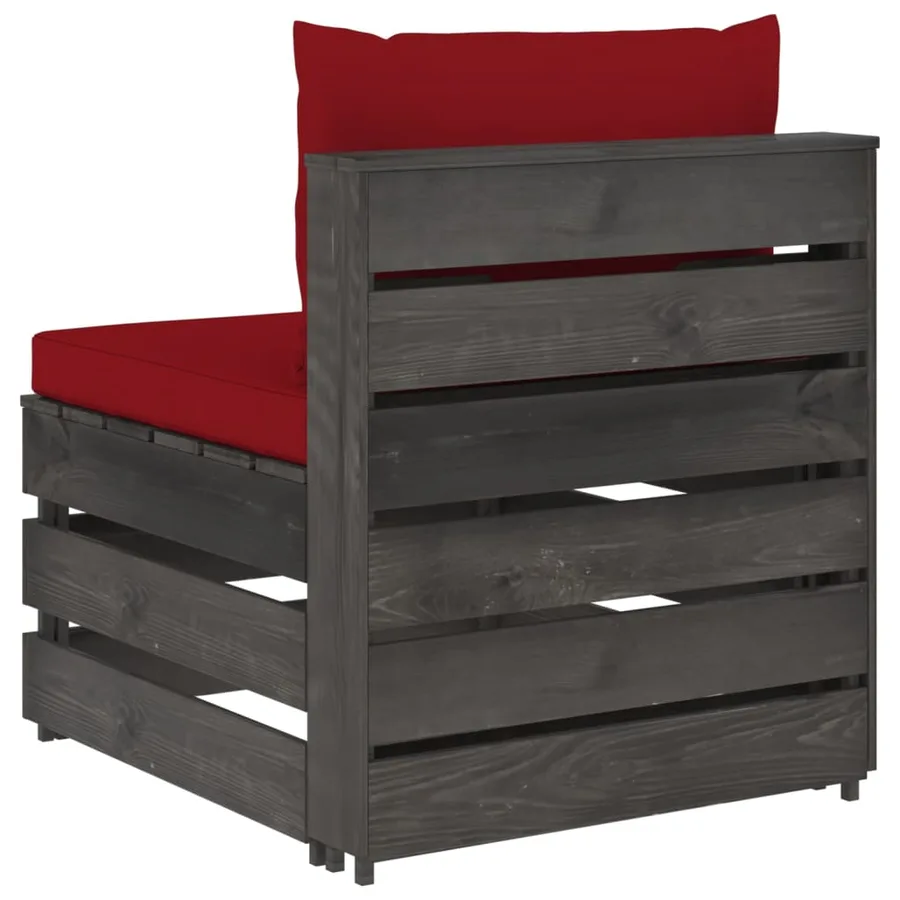 Canapé central sectionnel avec coussins Bois imprégné de gris - 4