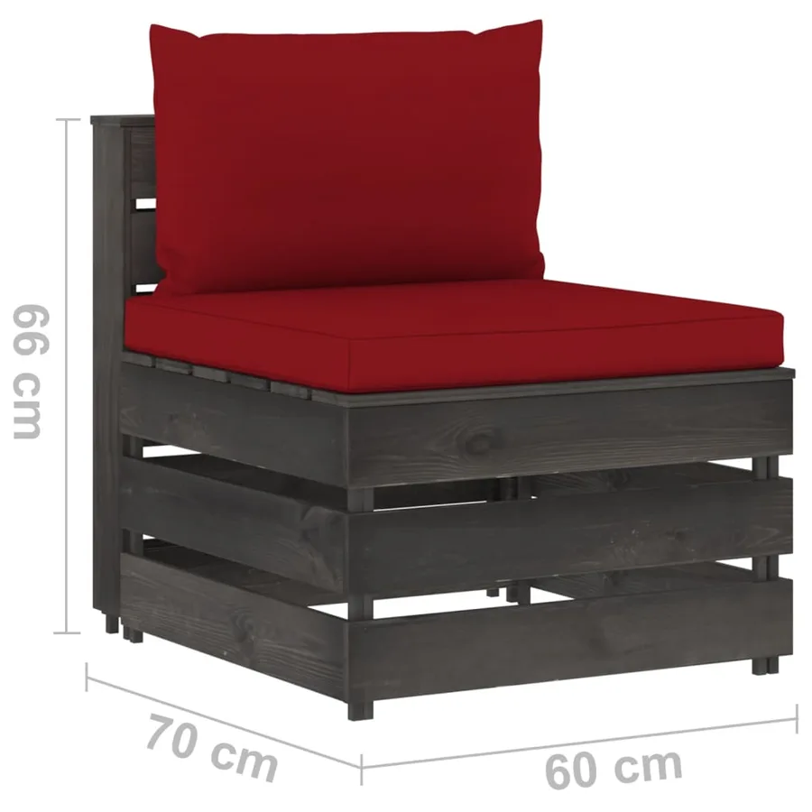 Canapé central sectionnel avec coussins Bois imprégné de gris - 6