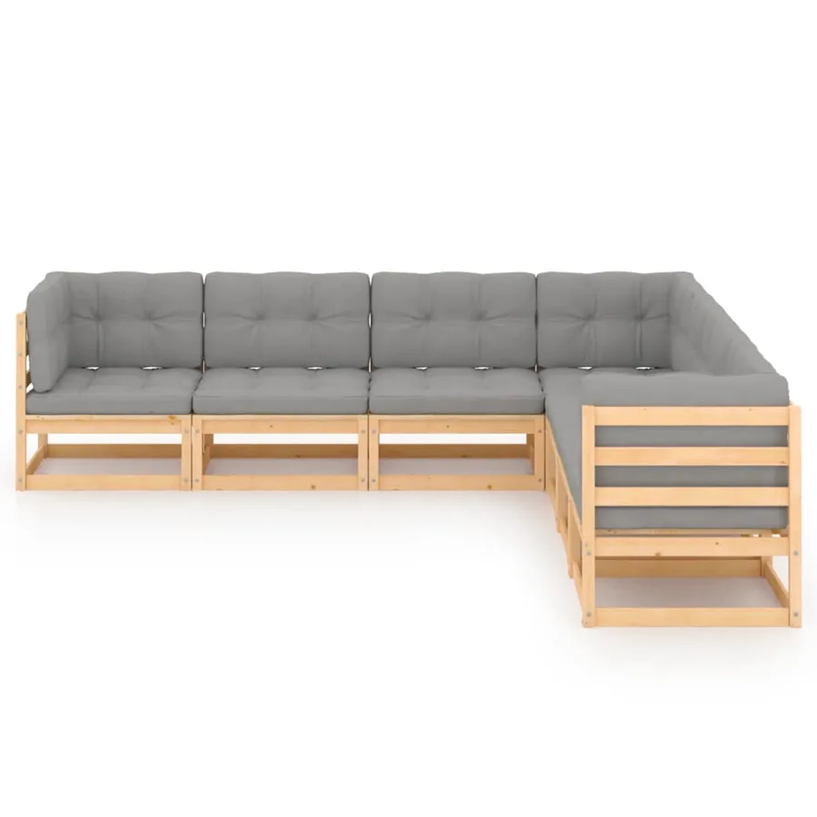 Salon de jardin 7 pcs avec coussins Bois de pin massif - 2