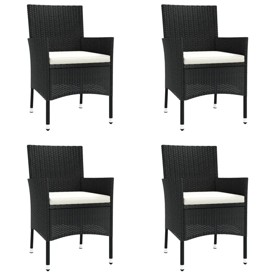 Ensemble à manger de jardin coussins 5pcs Noir Résine tressée - 4