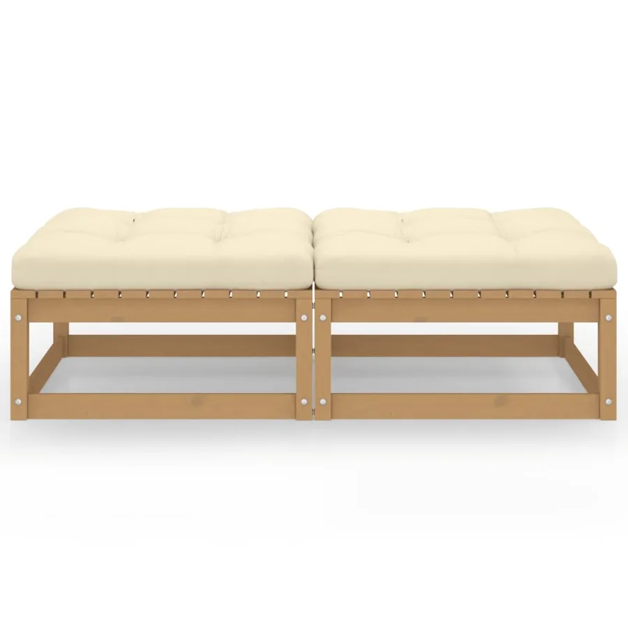 Repose-pieds de jardin avec coussins lot de 2 Bois pin solide - 2