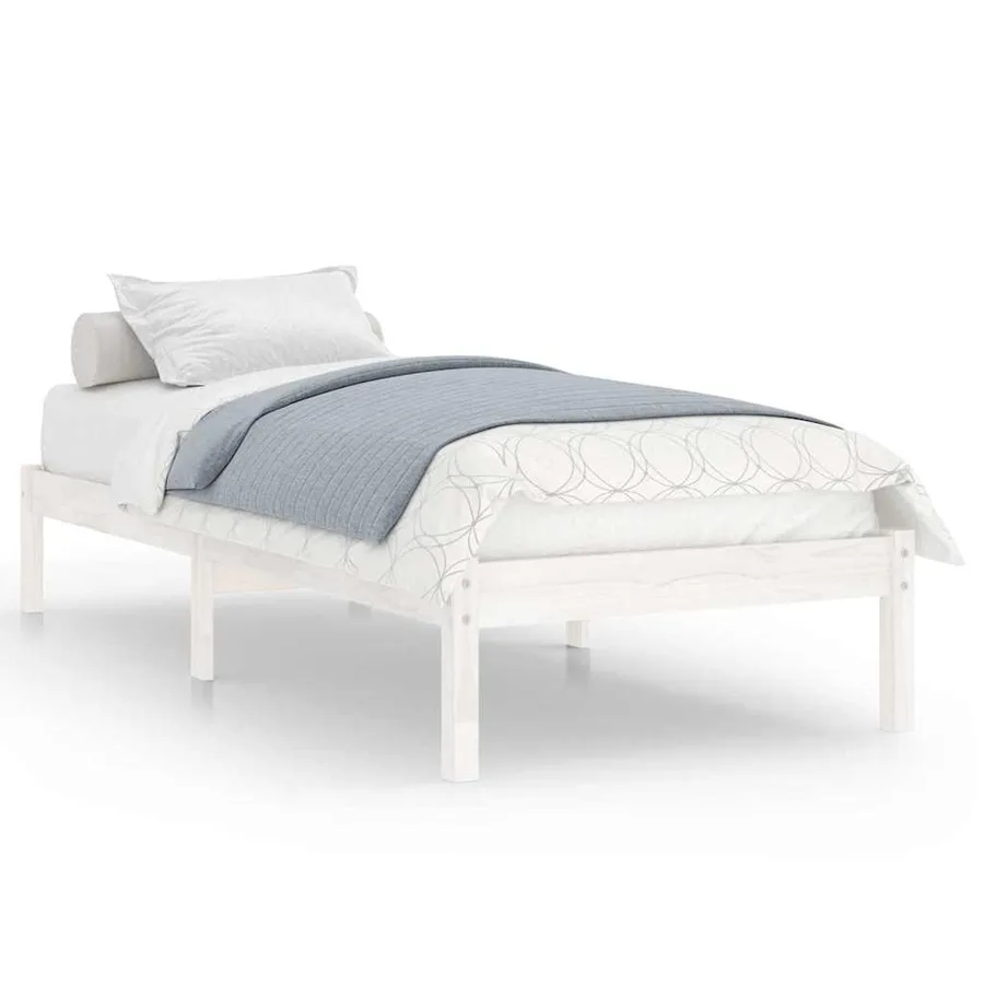 Cadre de lit sans matelas blanc bois massif 100x200 cm - 2