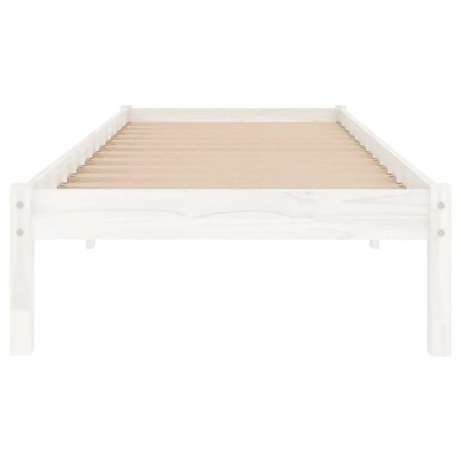 Cadre de lit sans matelas blanc bois massif 100x200 cm - 4