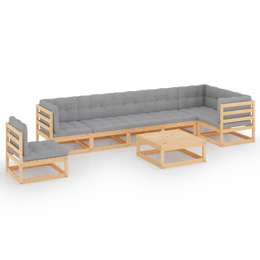 Salon de jardin 8 pcs avec coussins Bois de pin massif - 2