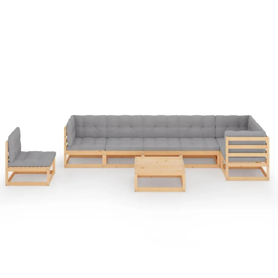 Salon de jardin 8 pcs avec coussins Bois de pin massif - 3