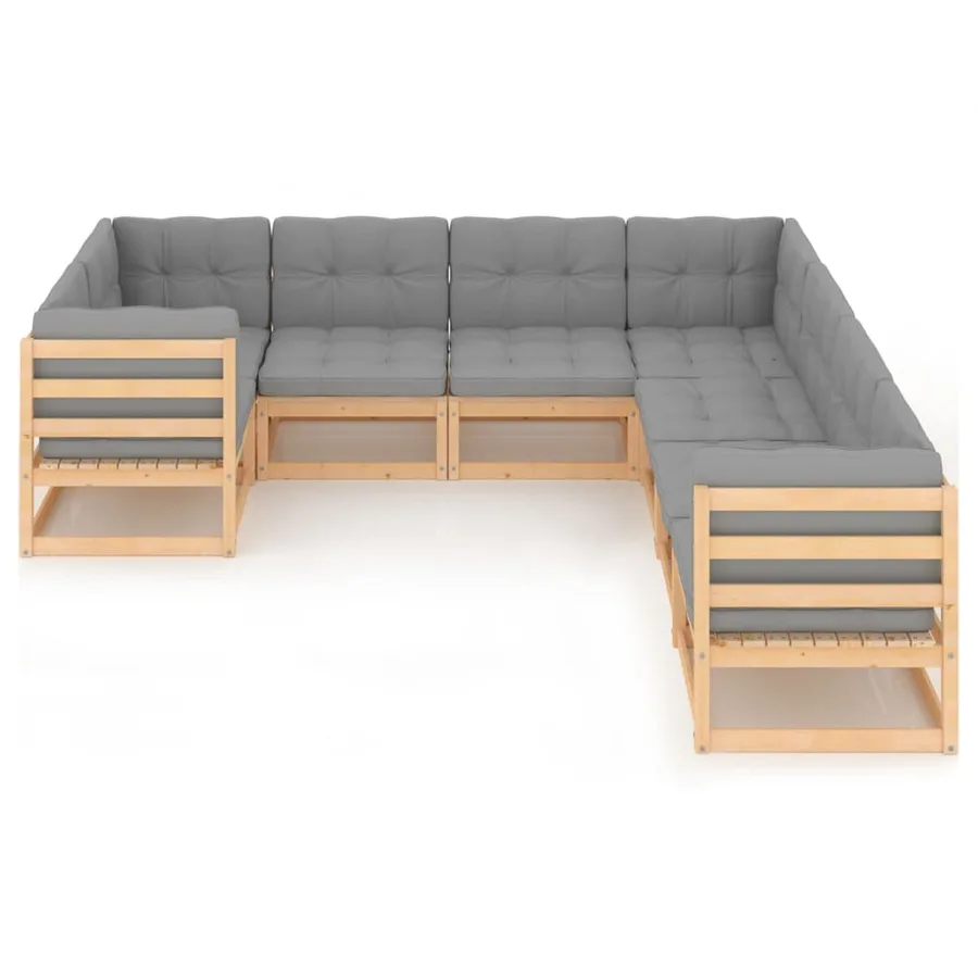 Salon de jardin 8 pcs avec coussins Bois de pin massif - 3