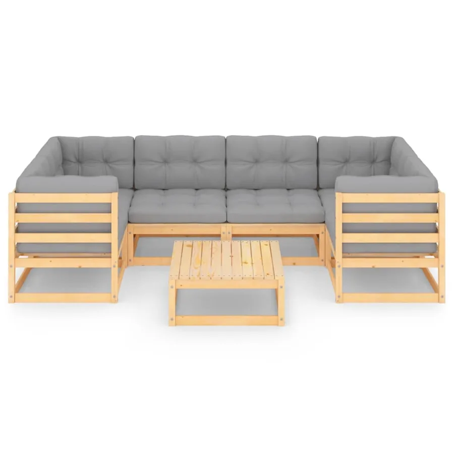 Salon de jardin 7 pcs avec coussins Bois de pin massif - 3