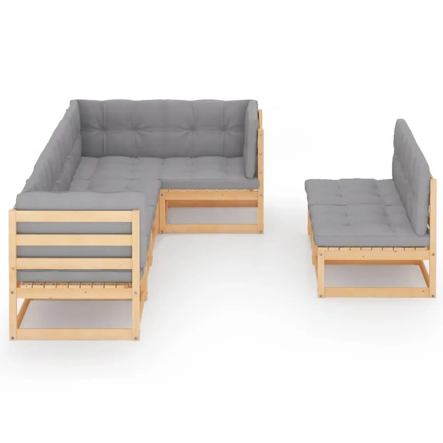Salon de jardin 7 pcs avec coussins Bois de pin massif - 3