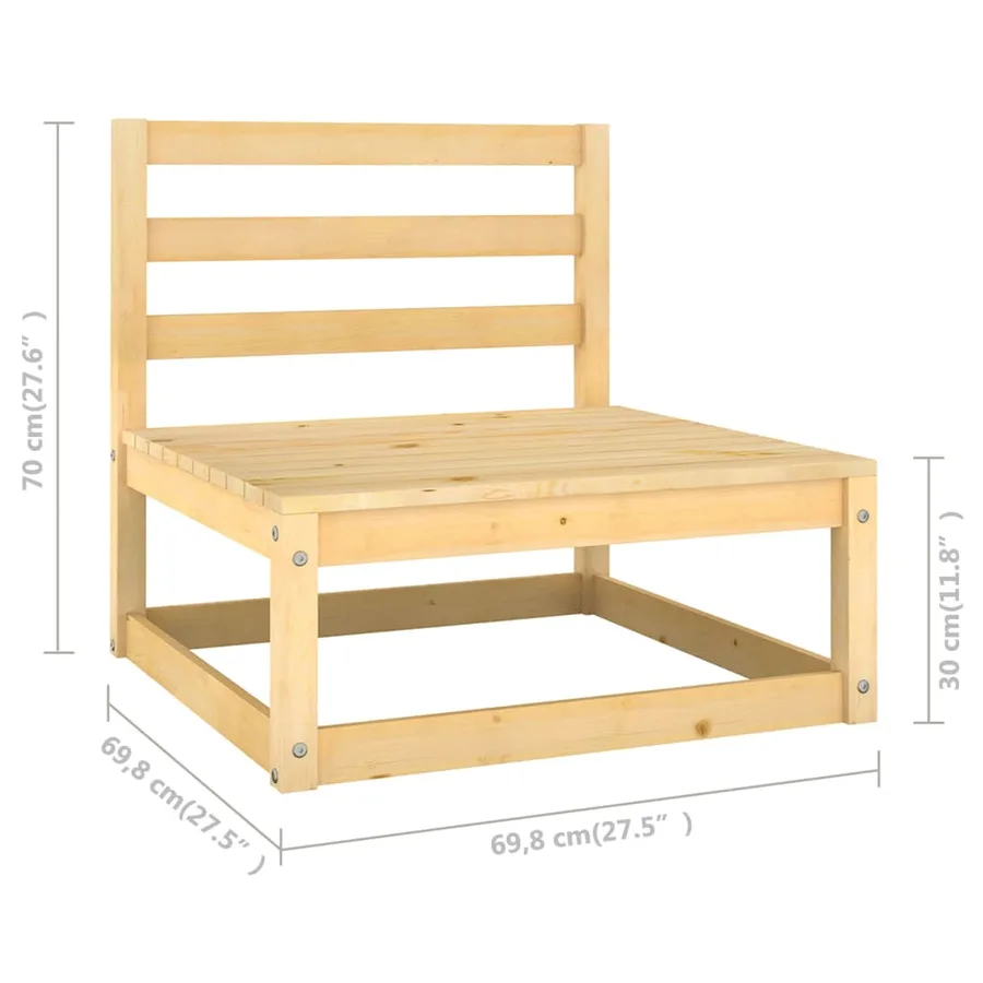 Salon de jardin 7 pcs avec coussins Bois de pin massif - 9