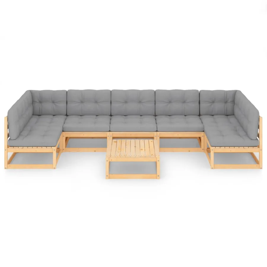 Salon de jardin 8 pcs avec coussins Bois de pin massif - 3