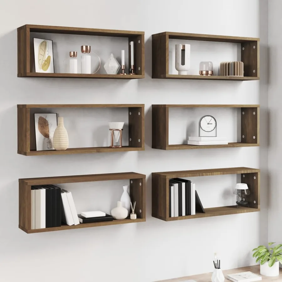 Étagères murales cube 6 pcs Chêne marron Bois d’ingénierie - 6