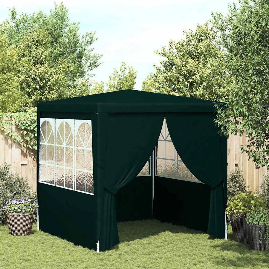 Tente de réception avec parois latérales 2x2 m Vert 90 g/m²