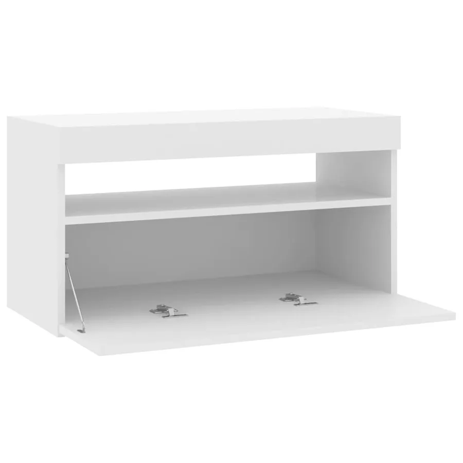 Meuble TV avec lumières LED Blanc brillant 75x35x40 cm - 9