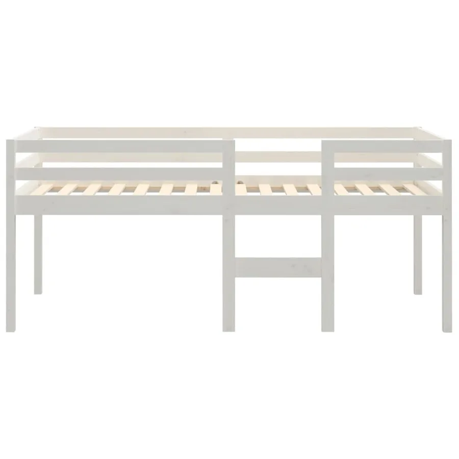 Lit haut sans matelas blanc 90x190 cm bois de pin massif - 5
