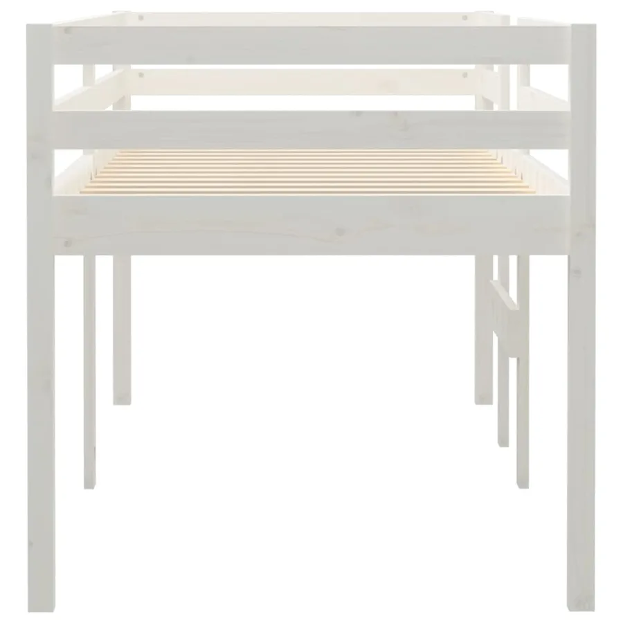 Lit haut sans matelas blanc 90x190 cm bois de pin massif - 6