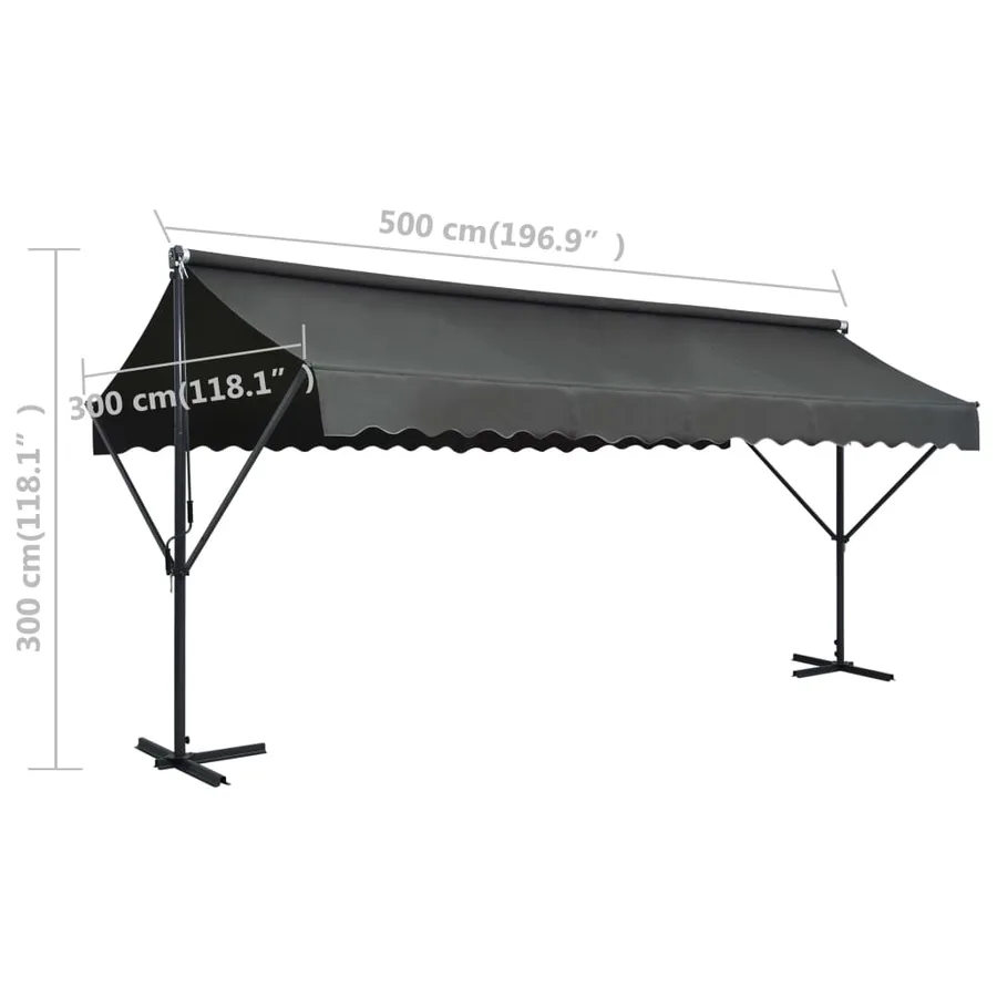 Auvent sur pied 500 x 300 cm Anthracite - 8