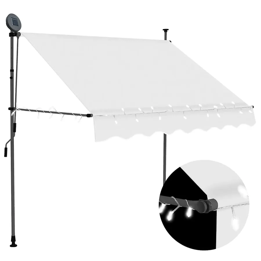 Auvent manuel rétractable avec LED 150 cm Crème