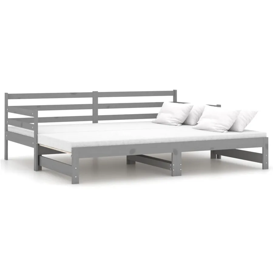 Lit coulissant sans matelas gris 2x(90x200) cm - 2