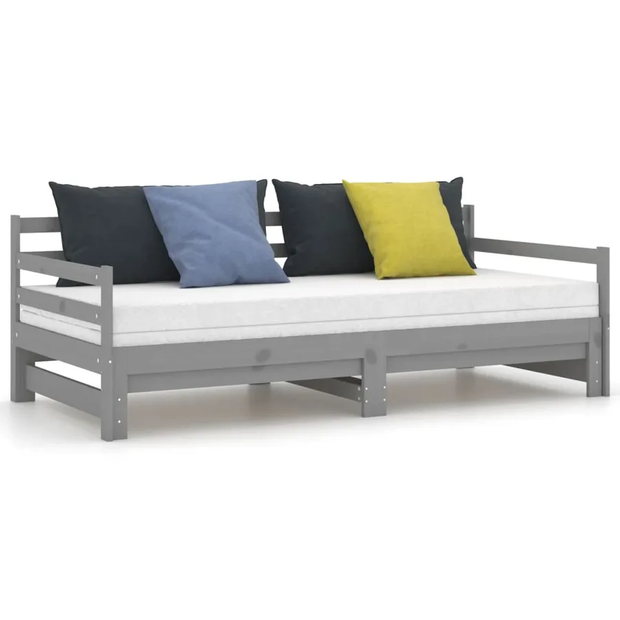Lit coulissant sans matelas gris 2x(90x200) cm - 4