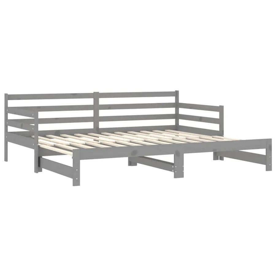 Lit coulissant sans matelas gris 2x(90x200) cm - 5