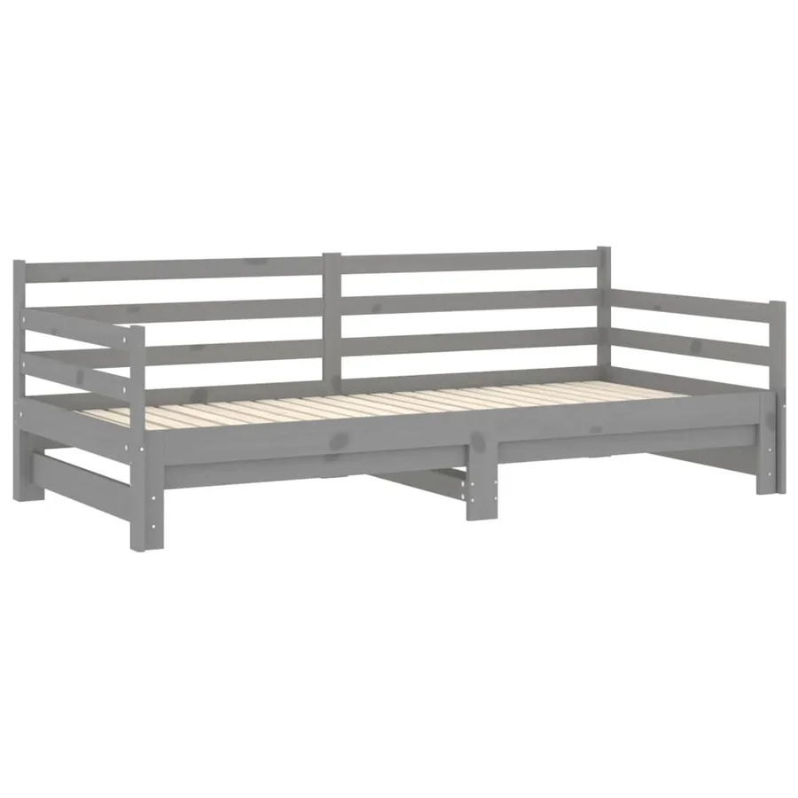 Lit coulissant sans matelas gris 2x(90x200) cm - 6
