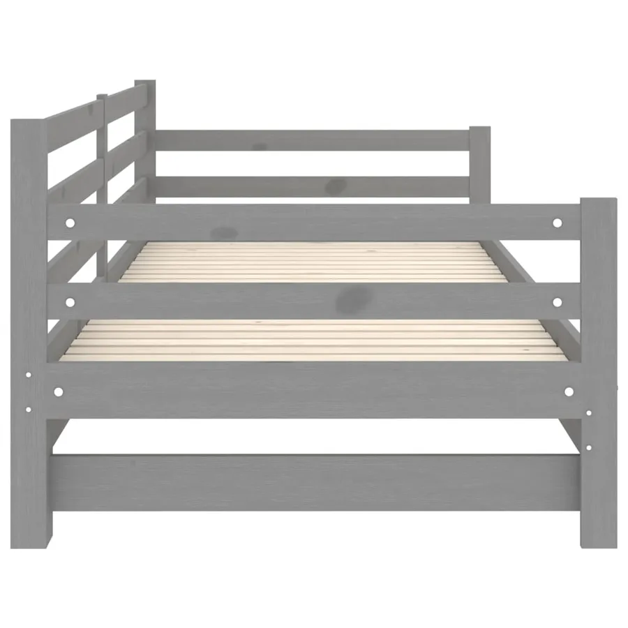 Lit coulissant sans matelas gris 2x(90x200) cm - 8