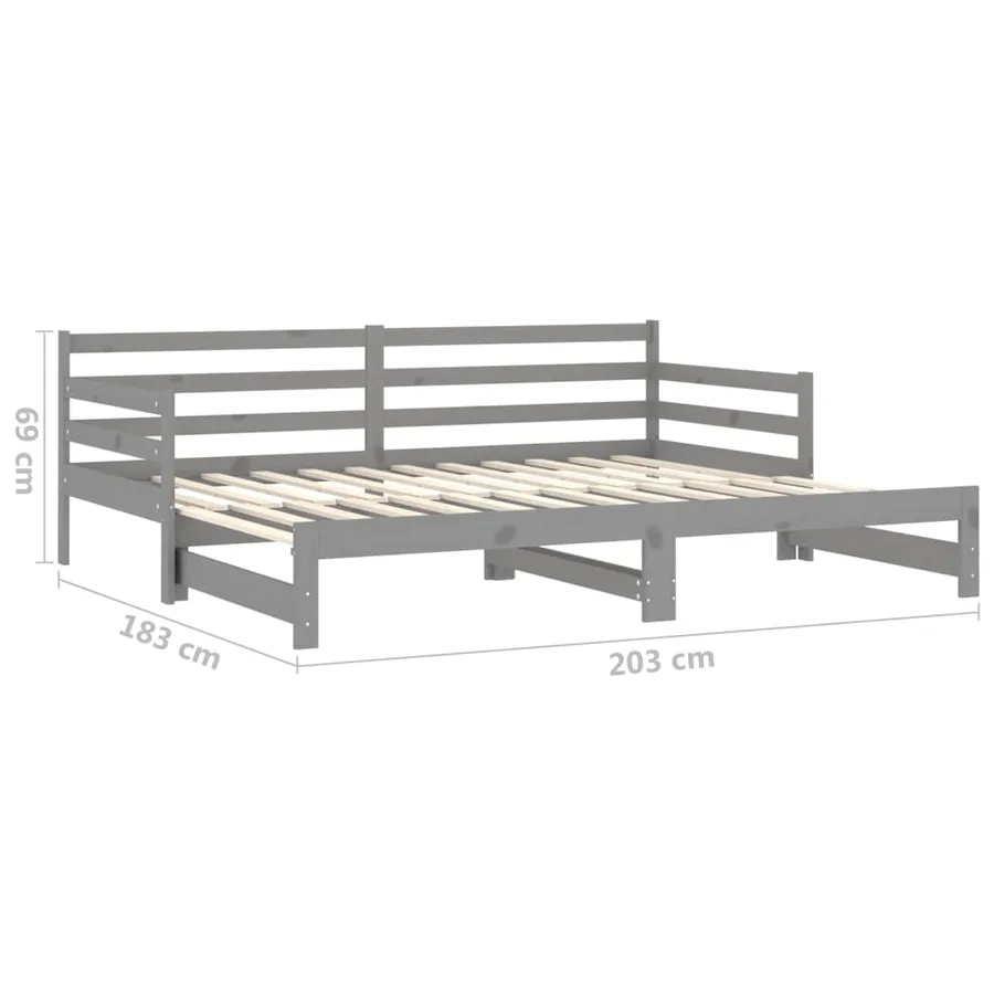 Lit coulissant sans matelas gris 2x(90x200) cm - 9