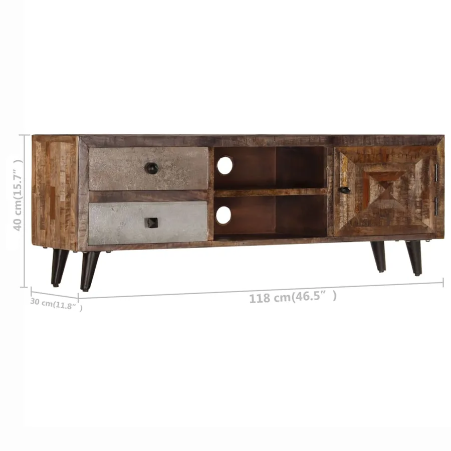 Meuble TV 118x30x40 cm Bois de manguier massif - 12
