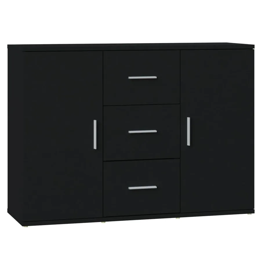 Buffet Noir 91x29,5x65 cm Bois d'ingénierie - 2