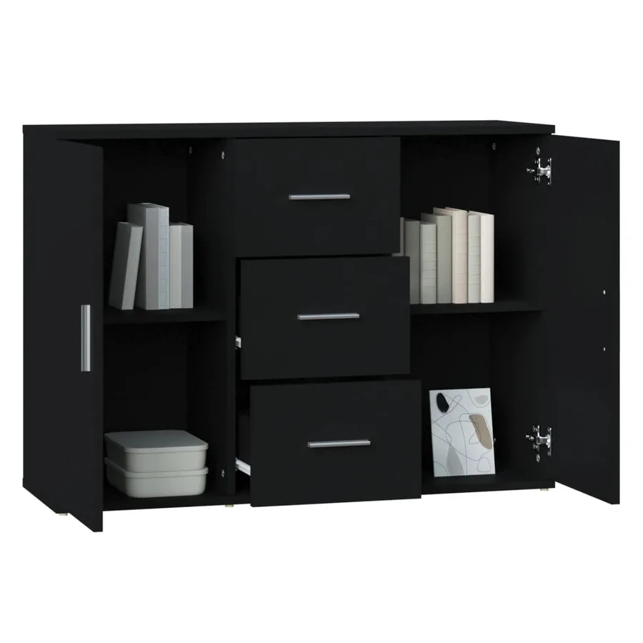 Buffet Noir 91x29,5x65 cm Bois d'ingénierie - 4