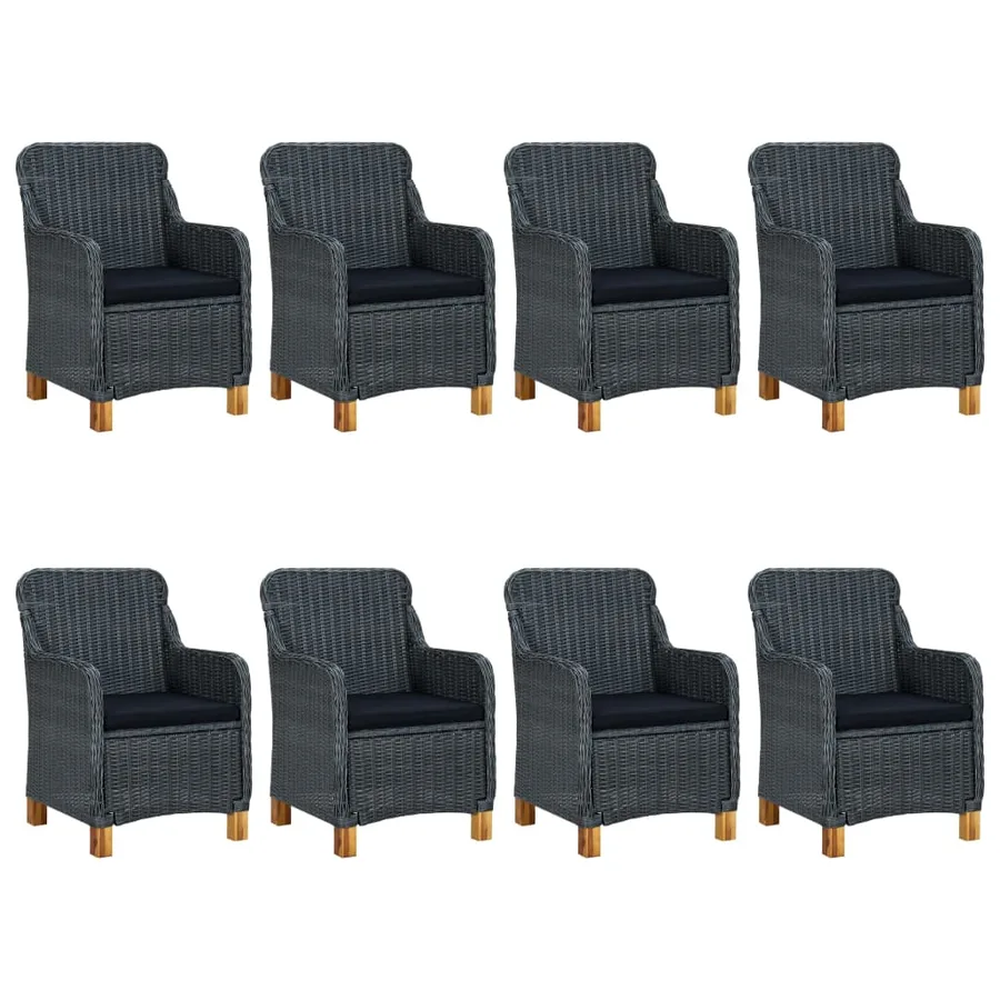 Ensemble à manger d'extérieur 9 pcs et coussins résine tressée - 2