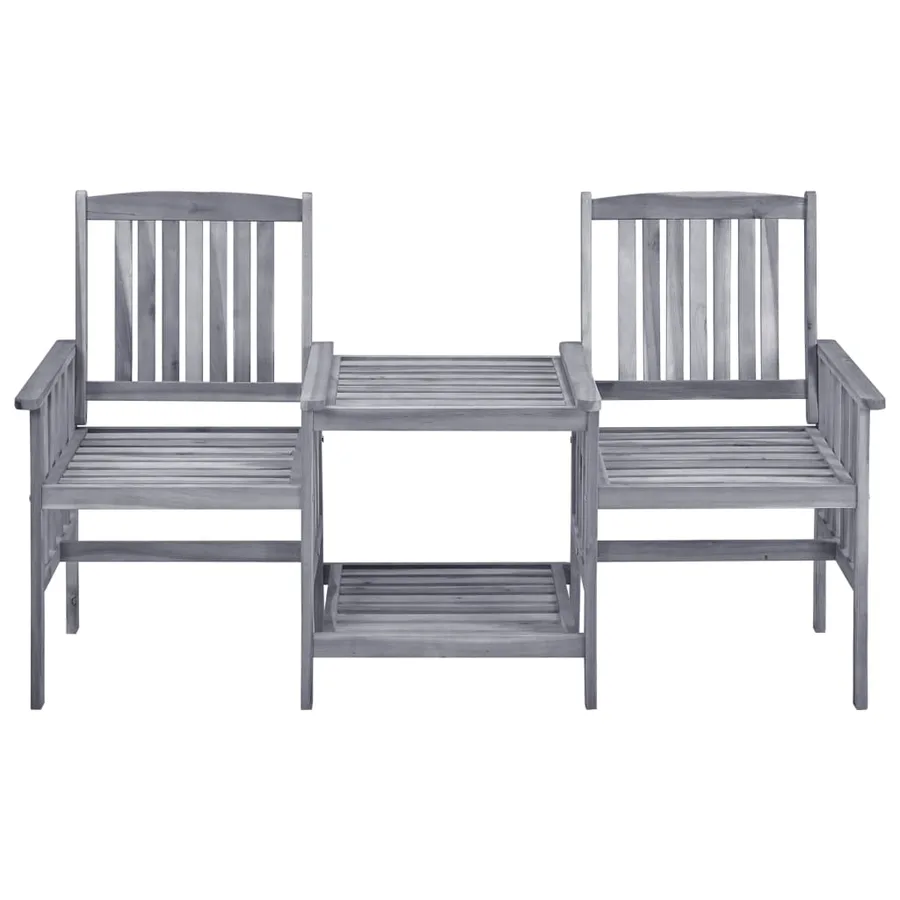 Chaises de jardin avec table à thé et coussins Acacia solide - 5