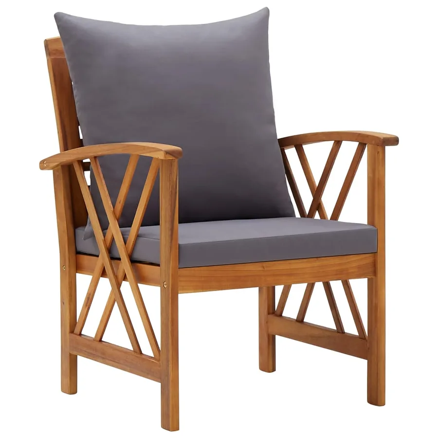 Salon de jardin 4 pcs avec coussins Bois d'acacia solide - 4