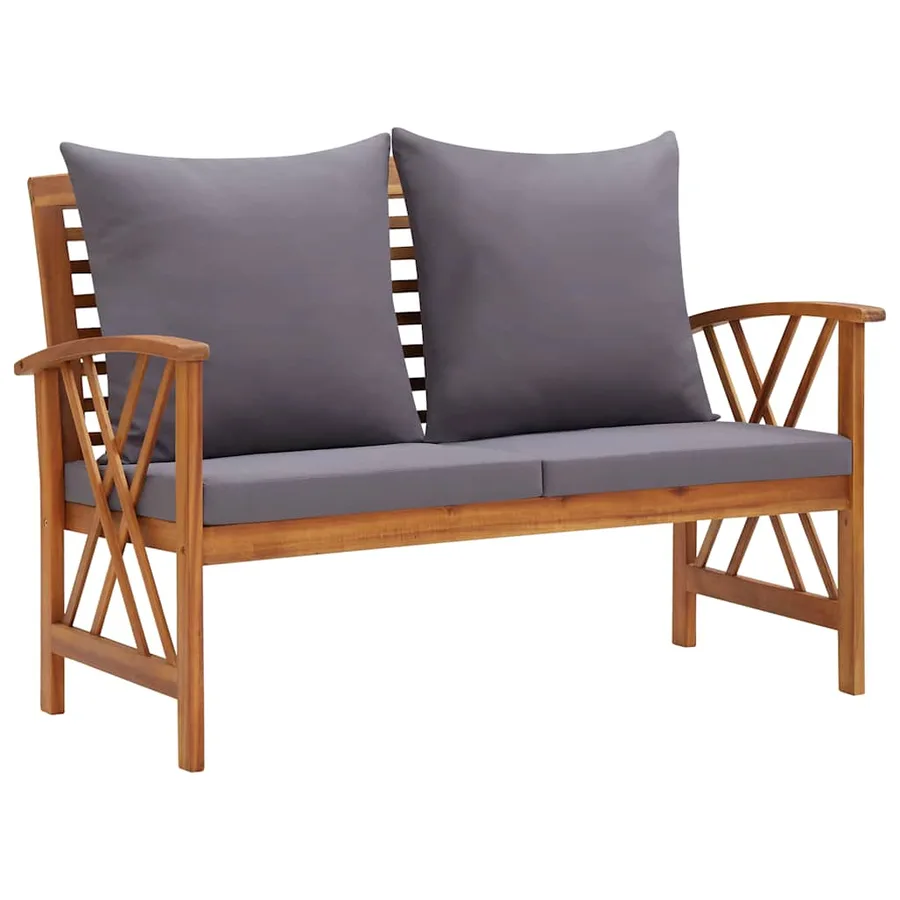 Salon de jardin 4 pcs avec coussins Bois d'acacia solide - 5
