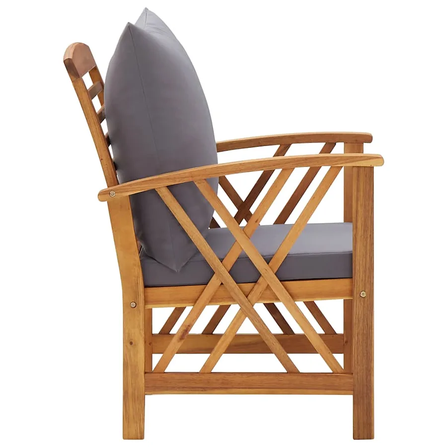 Salon de jardin 4 pcs avec coussins Bois d'acacia solide - 6