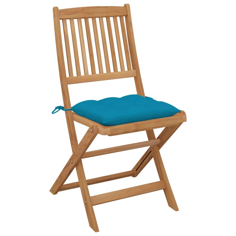Chaises pliables de jardin lot de 8 avec coussins Bois d'acacia - 3