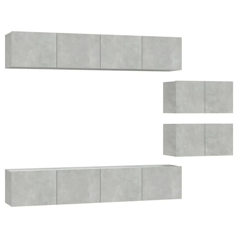 Ensemble de meubles TV 6 pcs Gris béton Bois d'ingénierie - 2