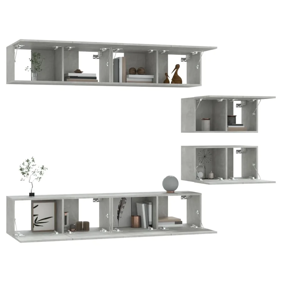Ensemble de meubles TV 6 pcs Gris béton Bois d'ingénierie - 4