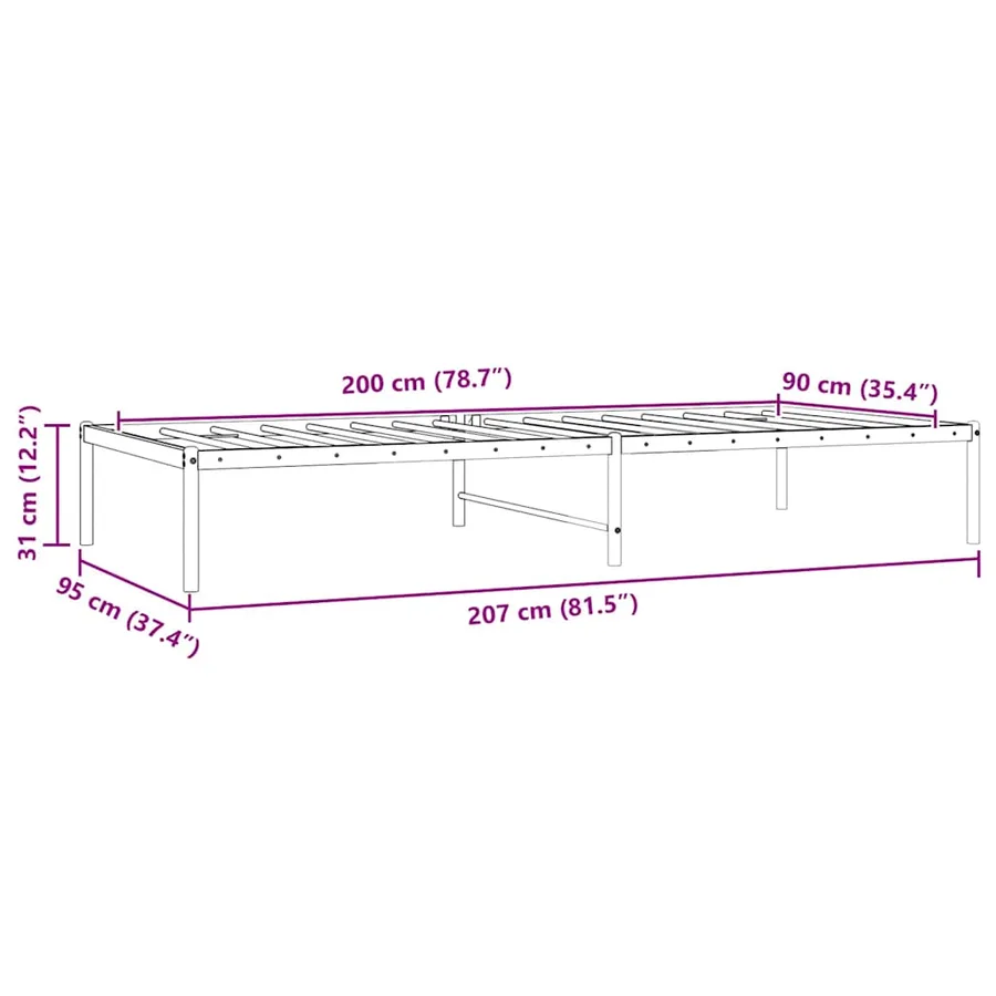 Cadre de lit métal sans matelas blanc 90x200 cm - 7