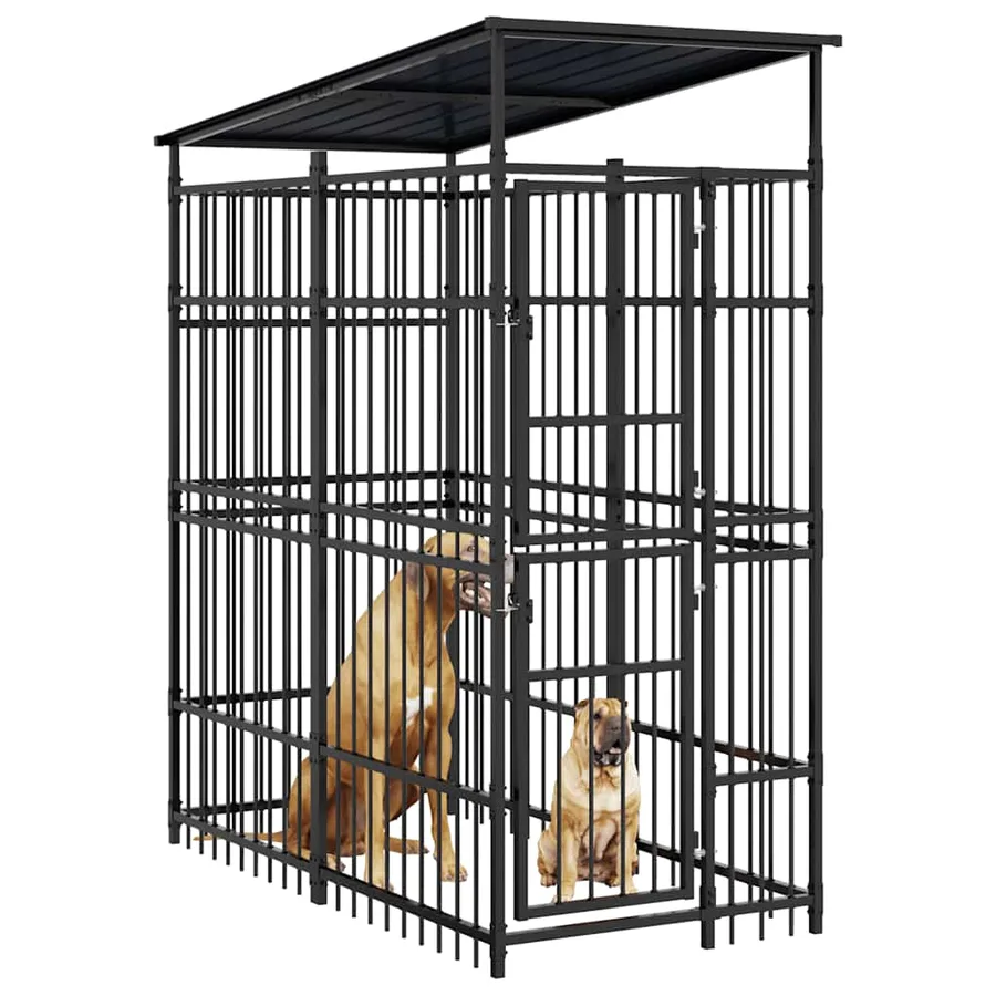 Chenil d'extérieur avec toit pour chiens Acier 1,84 m² - 4