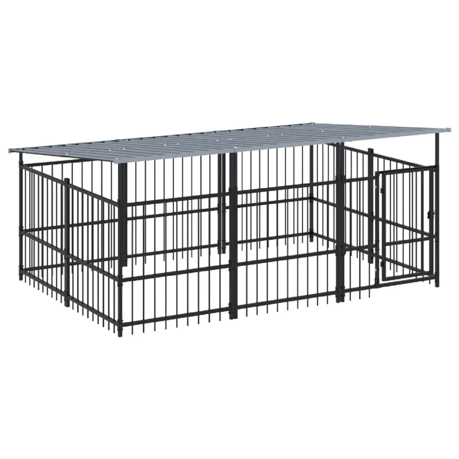 Chenil d'extérieur avec toit pour chiens Acier 5,63 m² - 2