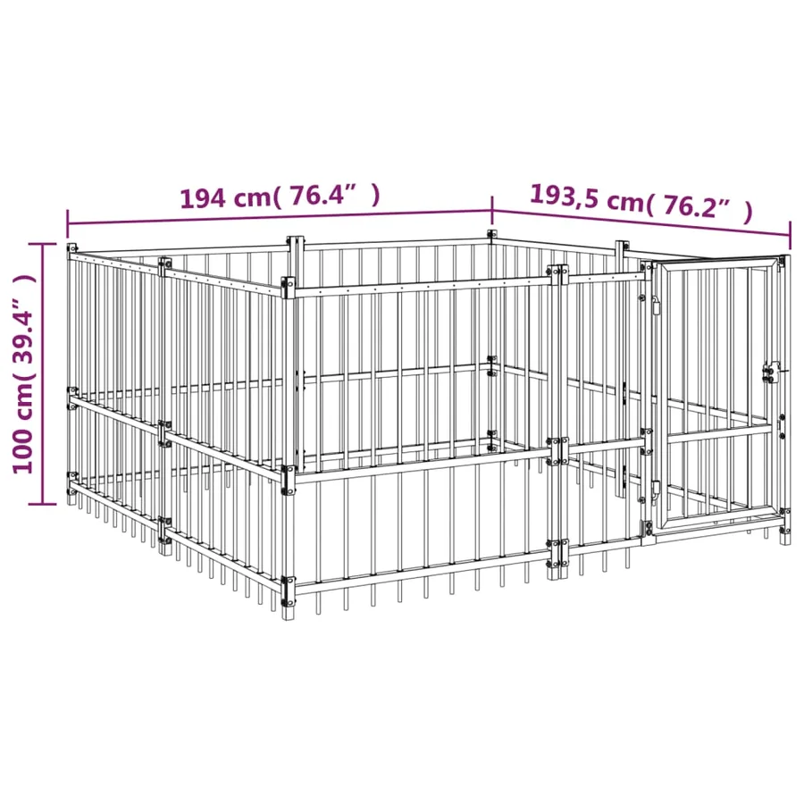 Chenil d'extérieur pour chiens Acier 3,75 m² - 6