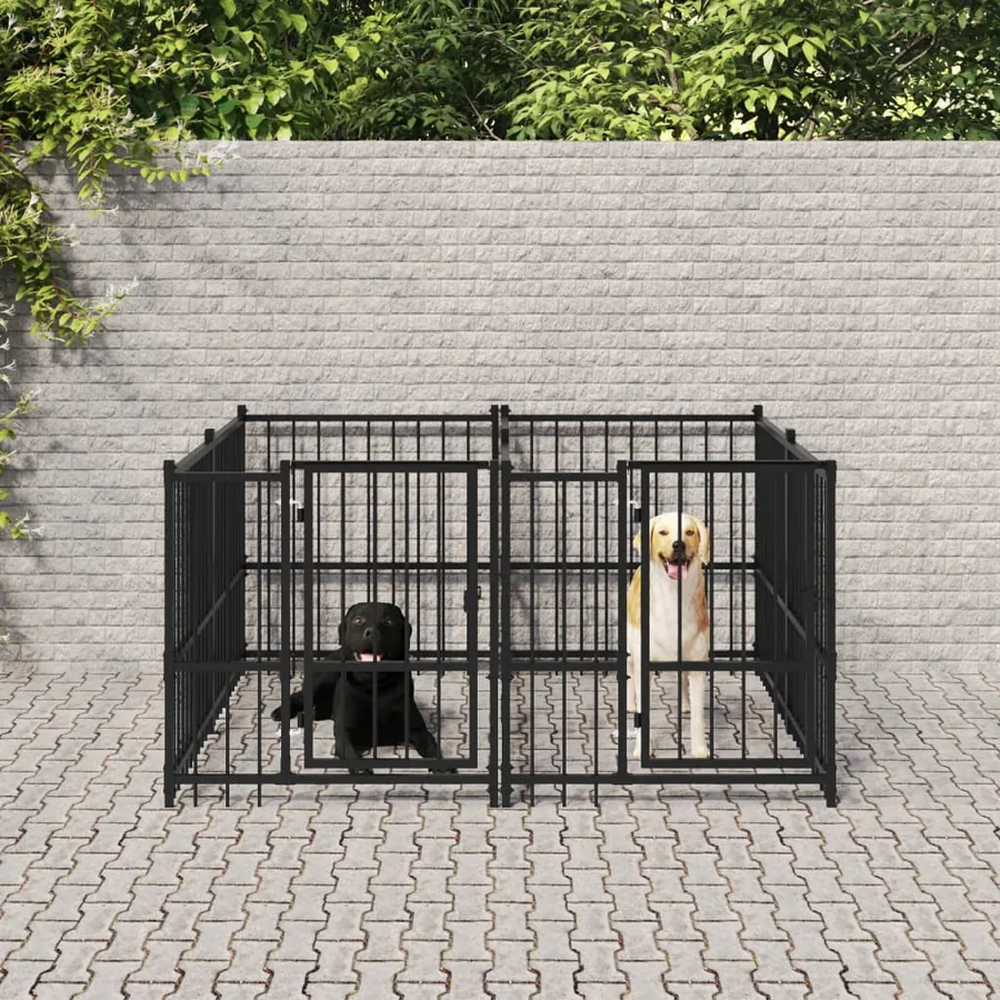 Chenil d'extérieur pour chiens Acier 3,75 m²