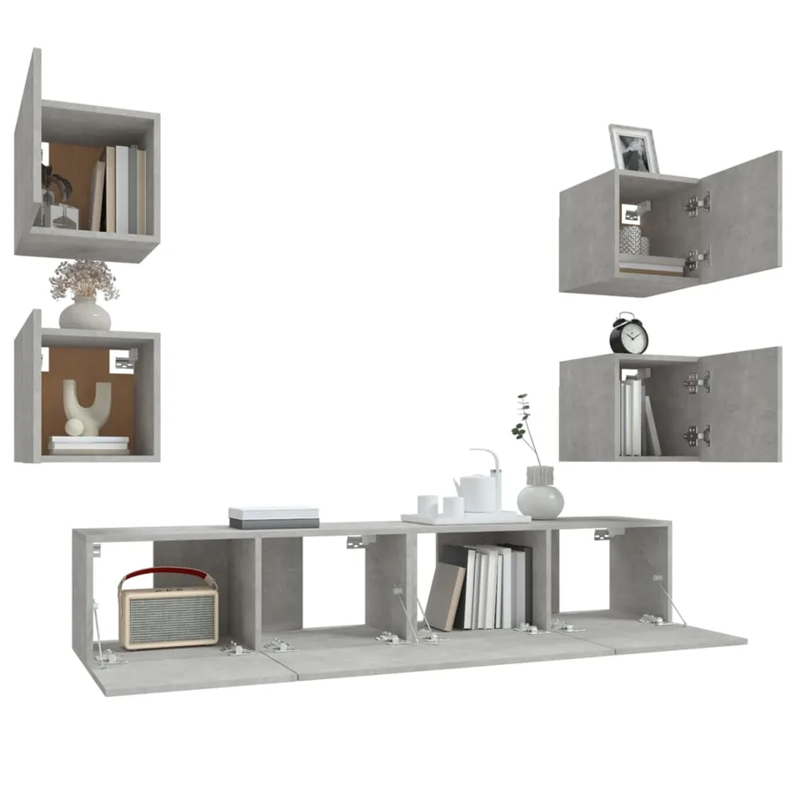 Ensemble de meubles TV 6 pcs Gris béton Bois d'ingénierie - 8